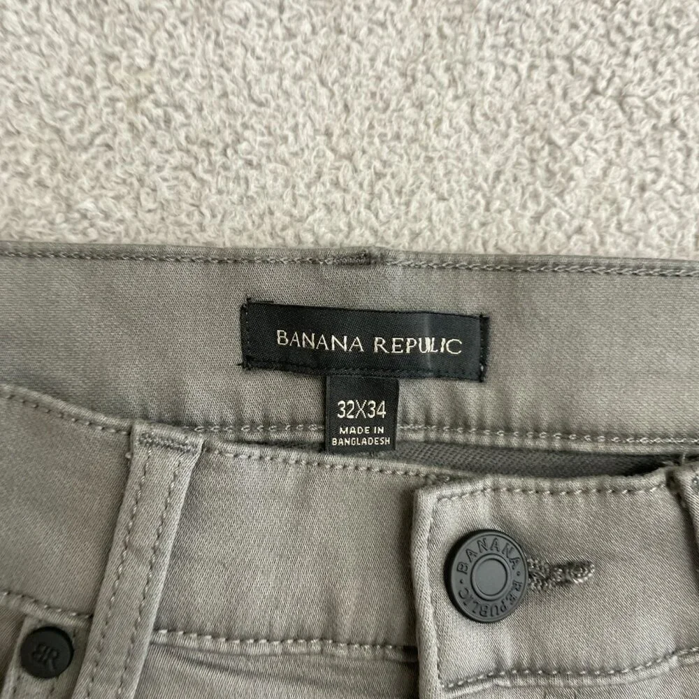 Banana Republic Men's 32X34 Gray Slim Fit Stretch 5 Pocket Pants i1757